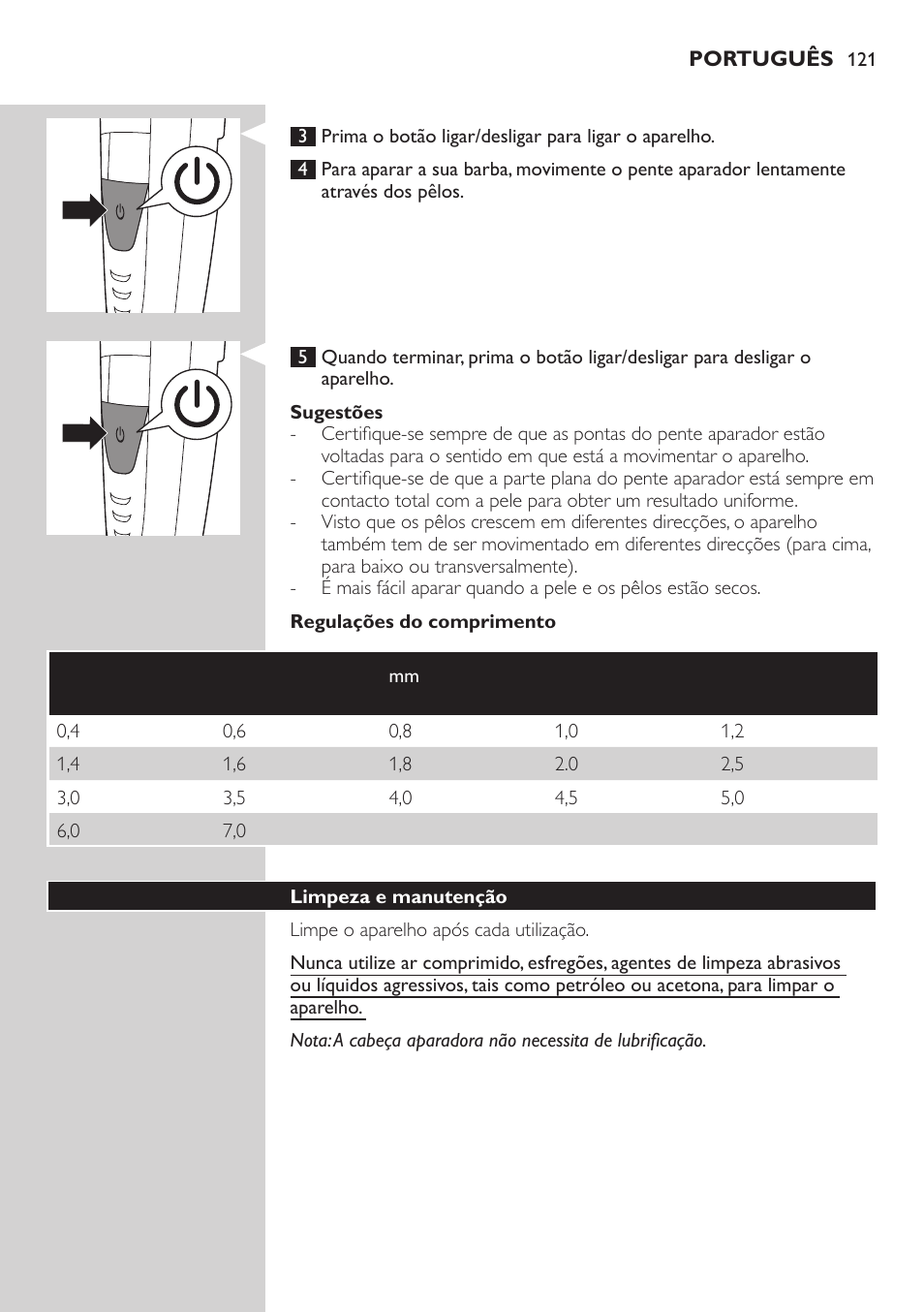 Philips BEARDTRIMMER Series 9000 barbero resistente al agua User Manual | Page 121 / 150