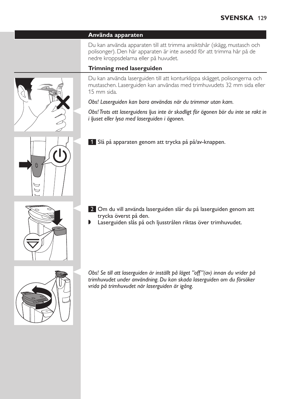 Philips BEARDTRIMMER Series 9000 barbero resistente al agua User Manual | Page 129 / 150