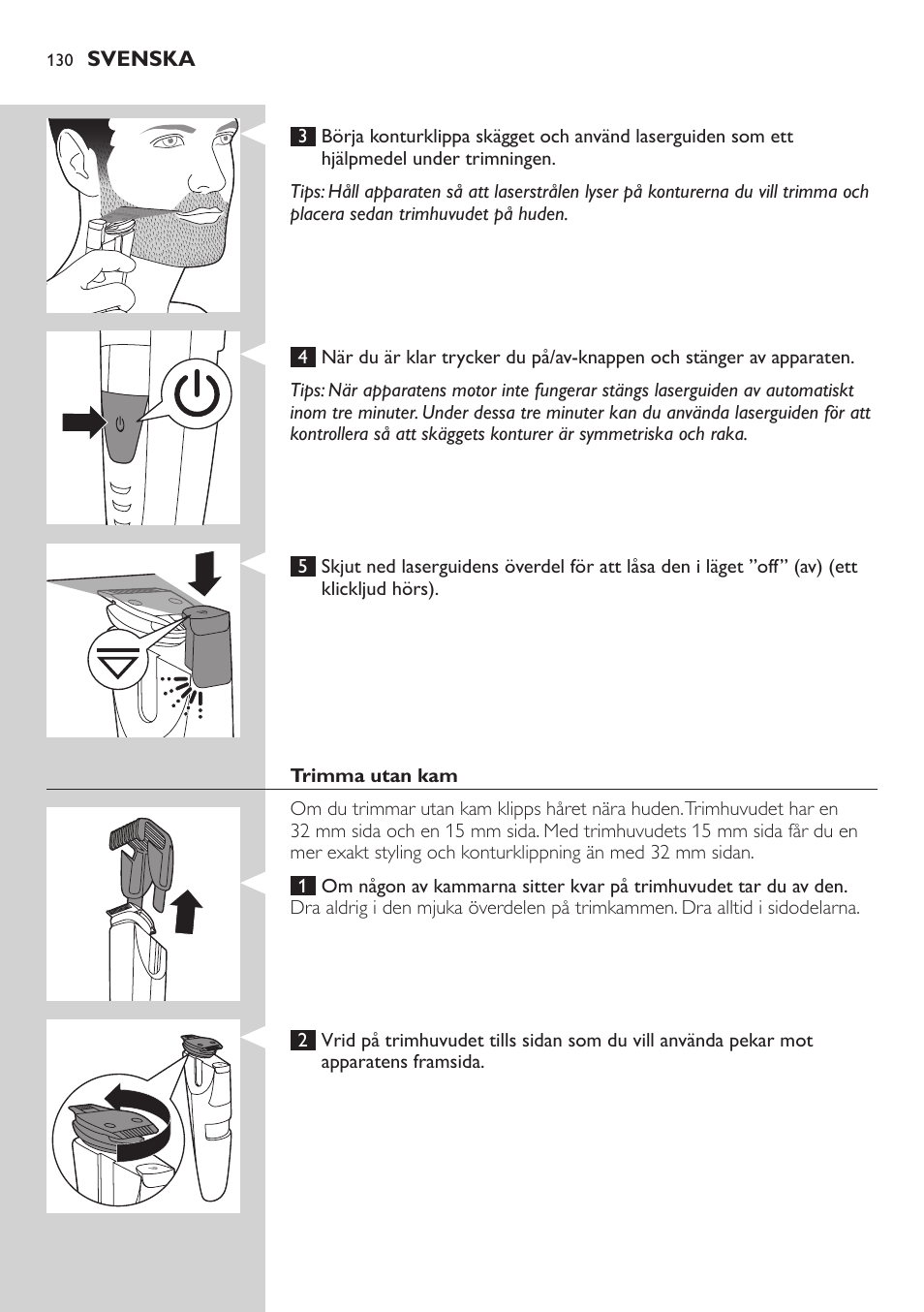 Philips BEARDTRIMMER Series 9000 barbero resistente al agua User Manual | Page 130 / 150