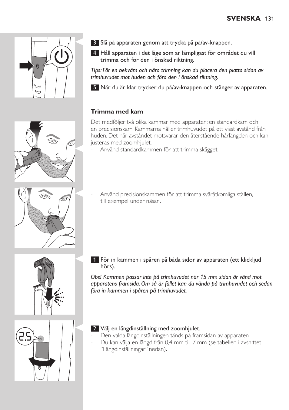 Philips BEARDTRIMMER Series 9000 barbero resistente al agua User Manual | Page 131 / 150