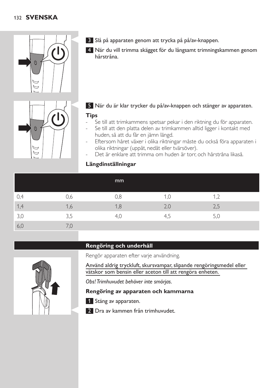 Philips BEARDTRIMMER Series 9000 barbero resistente al agua User Manual | Page 132 / 150