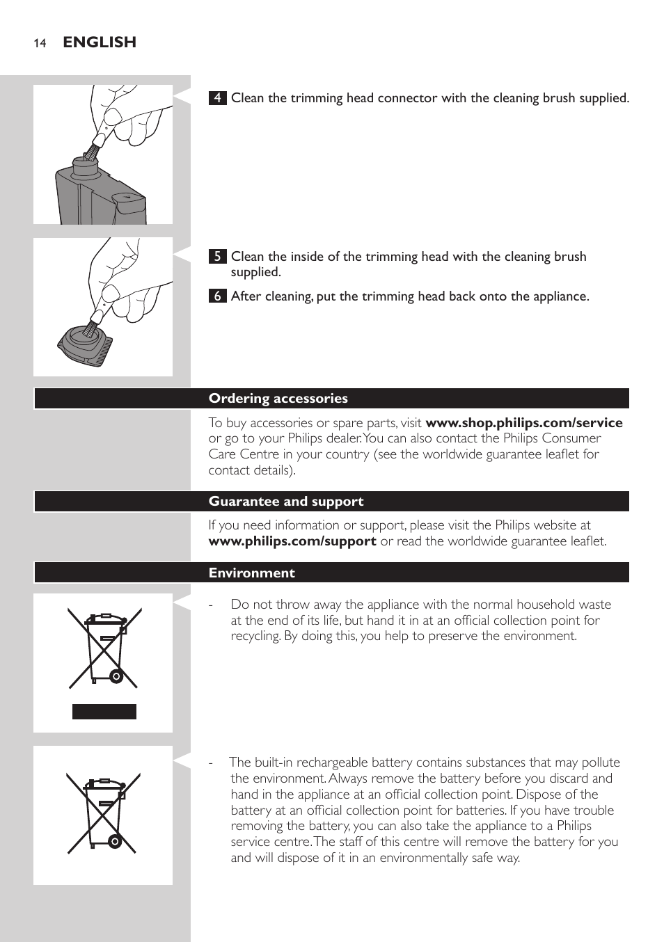 Philips BEARDTRIMMER Series 9000 barbero resistente al agua User Manual | Page 14 / 150