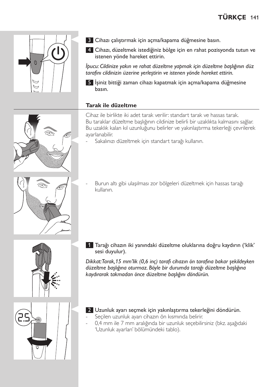 Philips BEARDTRIMMER Series 9000 barbero resistente al agua User Manual | Page 141 / 150