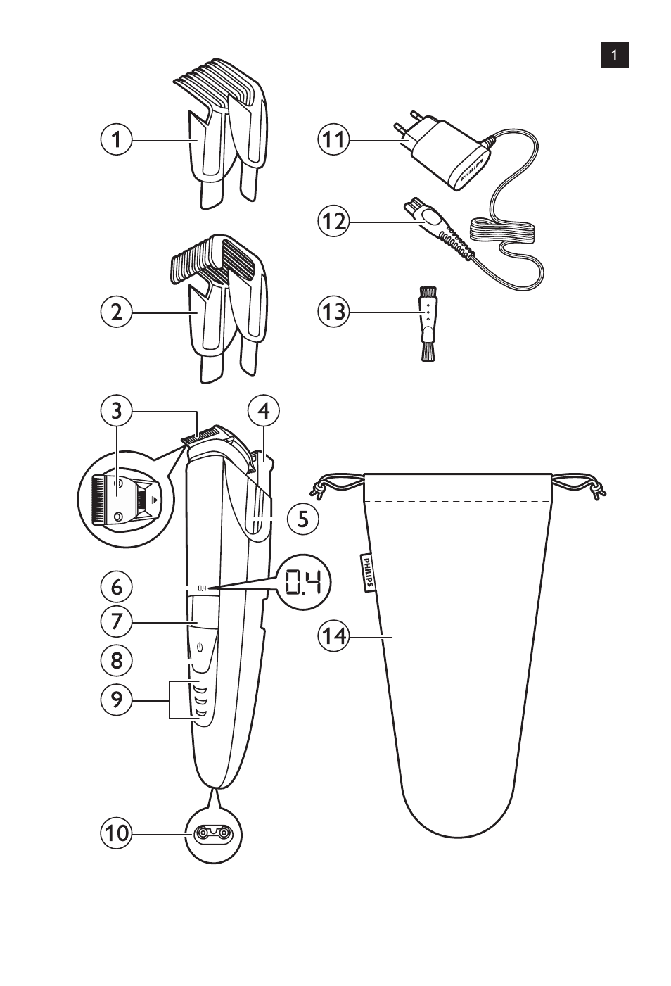 Philips BEARDTRIMMER Series 9000 barbero resistente al agua User Manual | Page 3 / 150