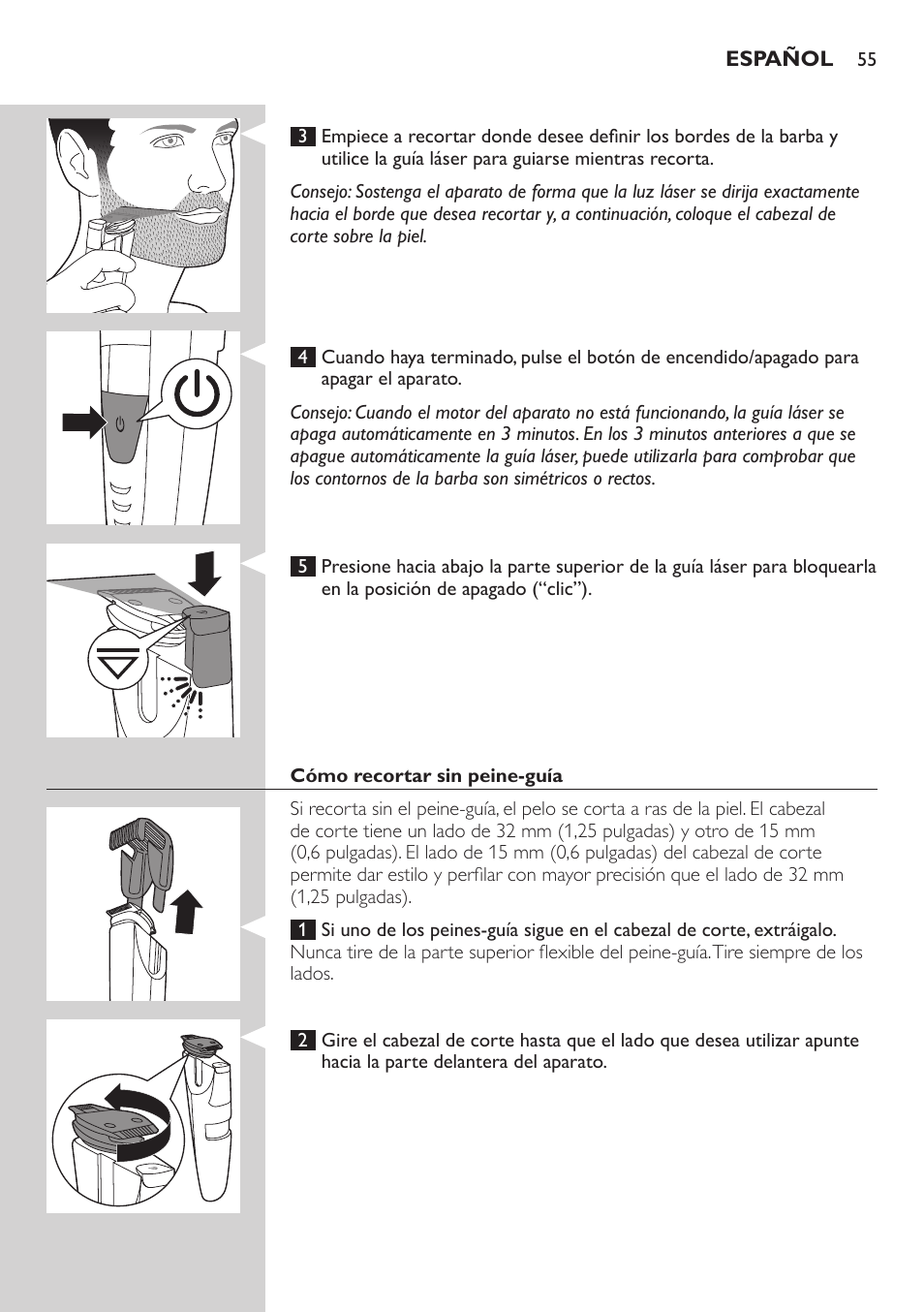 Philips BEARDTRIMMER Series 9000 barbero resistente al agua User Manual | Page 55 / 150