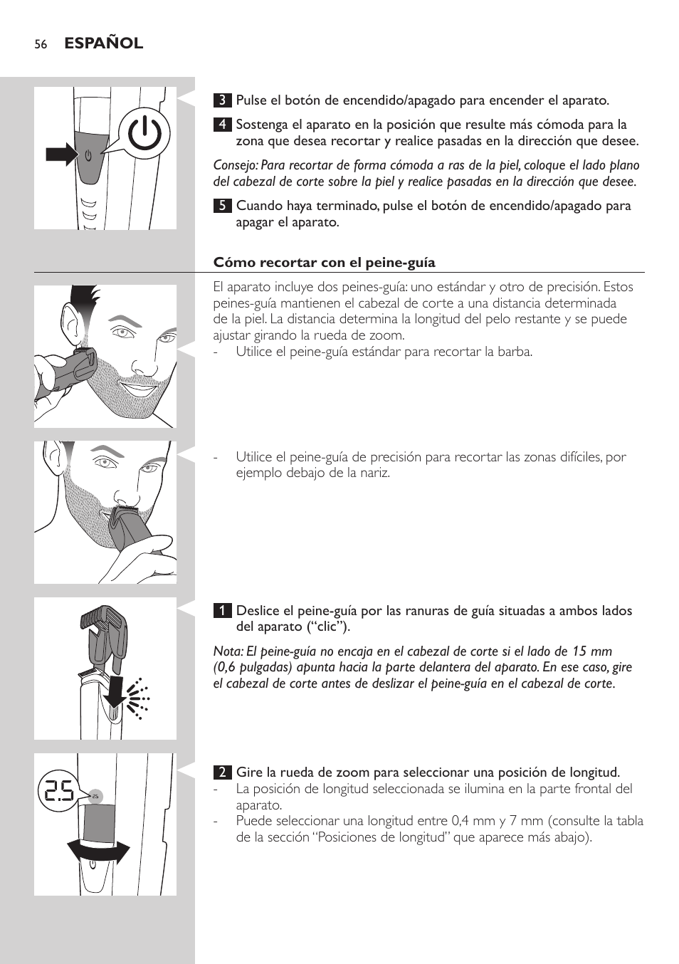 Philips BEARDTRIMMER Series 9000 barbero resistente al agua User Manual | Page 56 / 150