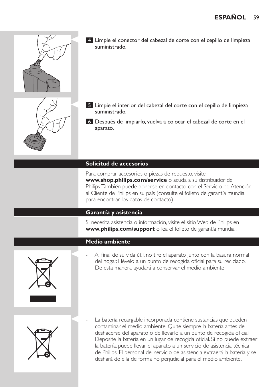 Philips BEARDTRIMMER Series 9000 barbero resistente al agua User Manual | Page 59 / 150