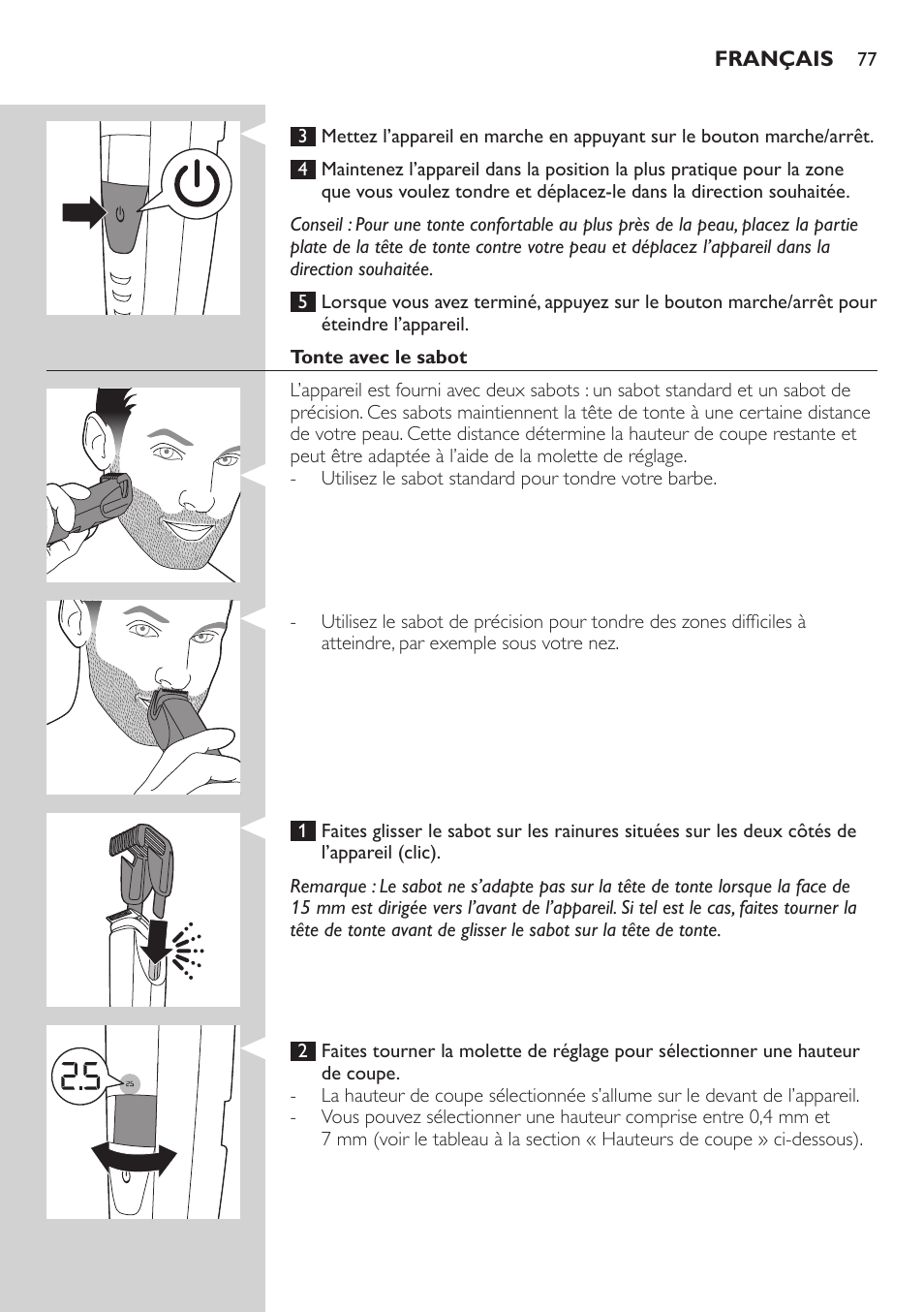 Philips BEARDTRIMMER Series 9000 barbero resistente al agua User Manual | Page 77 / 150