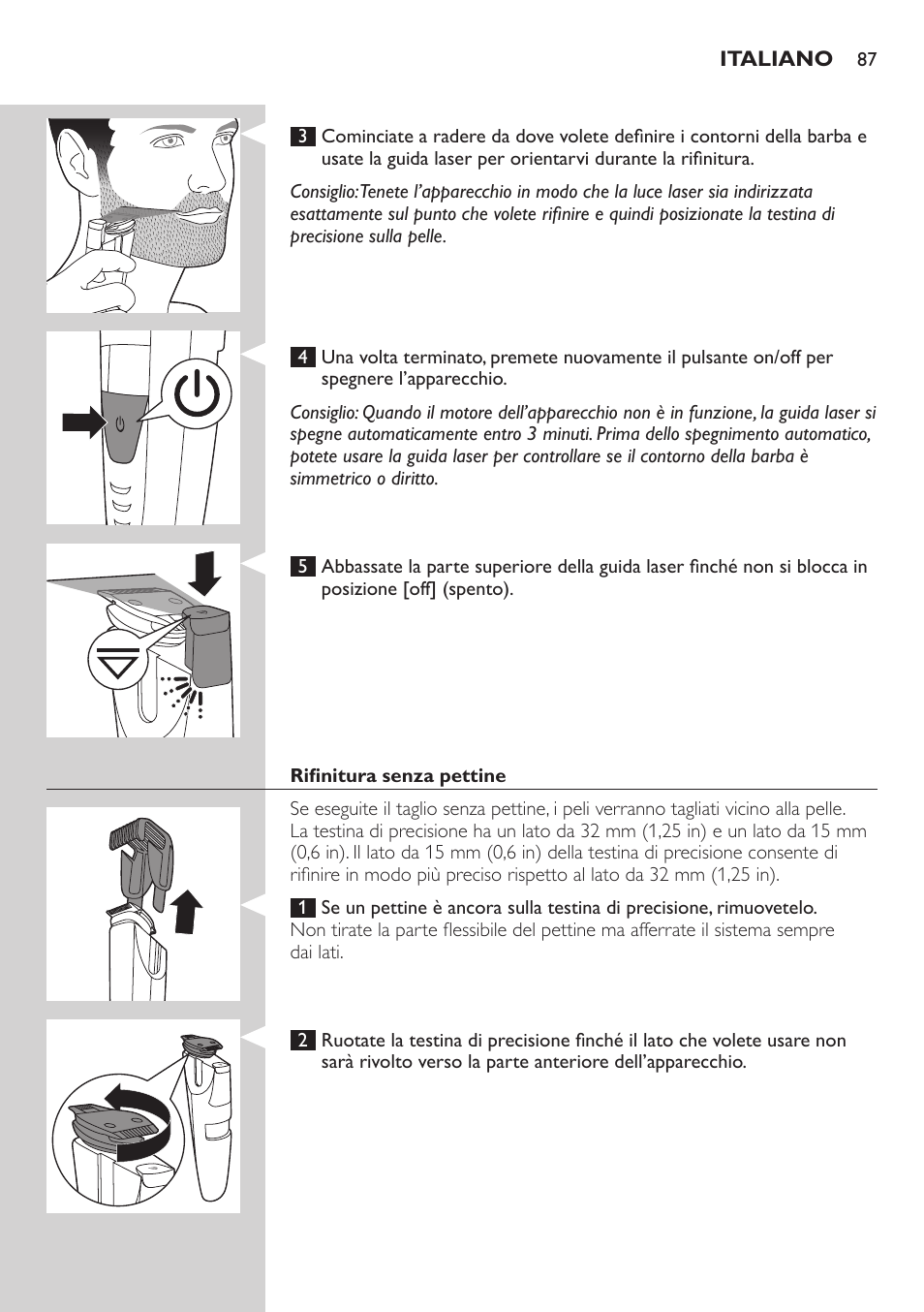 Philips BEARDTRIMMER Series 9000 barbero resistente al agua User Manual | Page 87 / 150