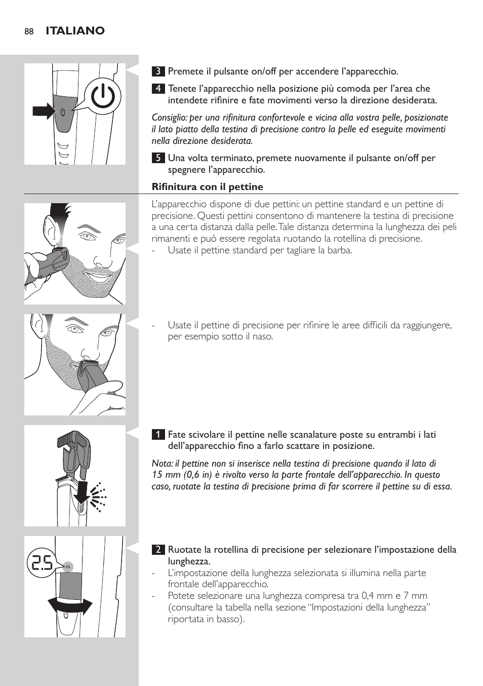 Philips BEARDTRIMMER Series 9000 barbero resistente al agua User Manual | Page 88 / 150