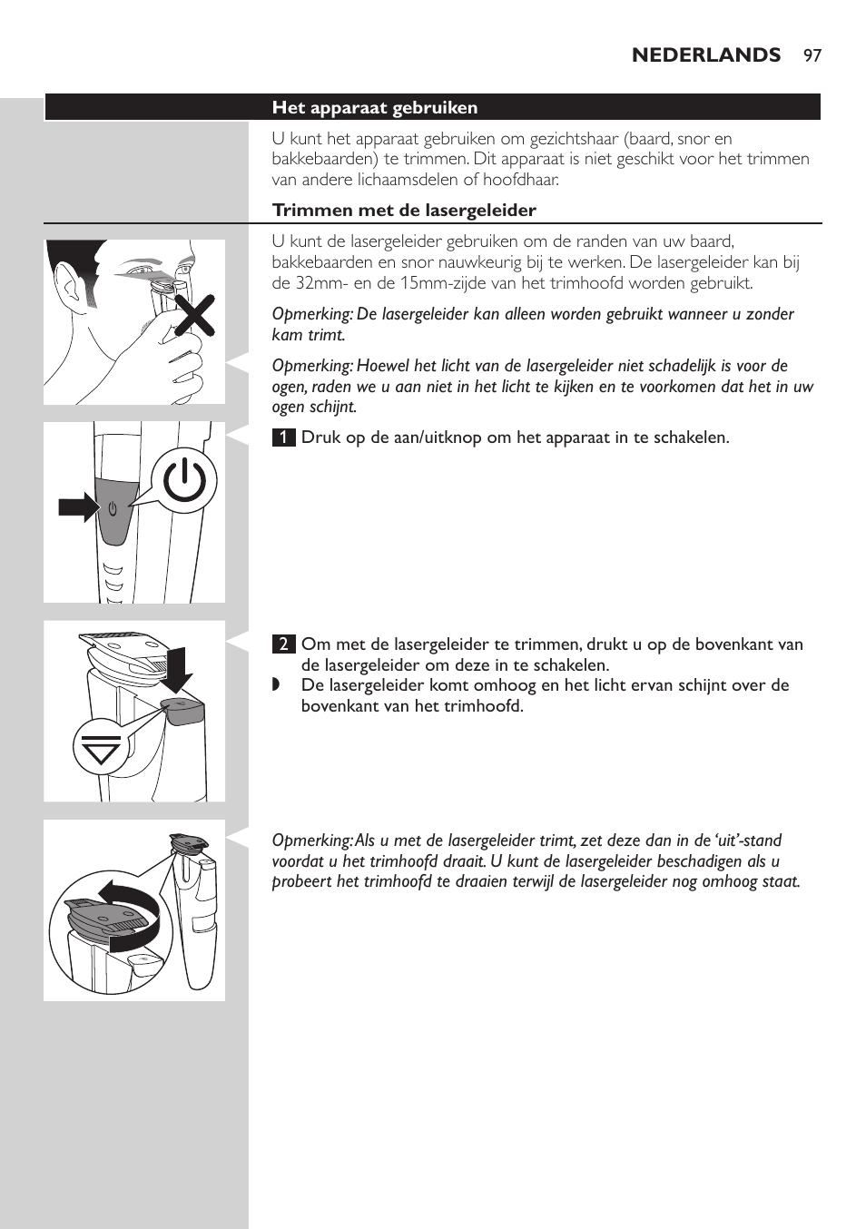 Philips BEARDTRIMMER Series 9000 barbero resistente al agua User Manual | Page 97 / 150