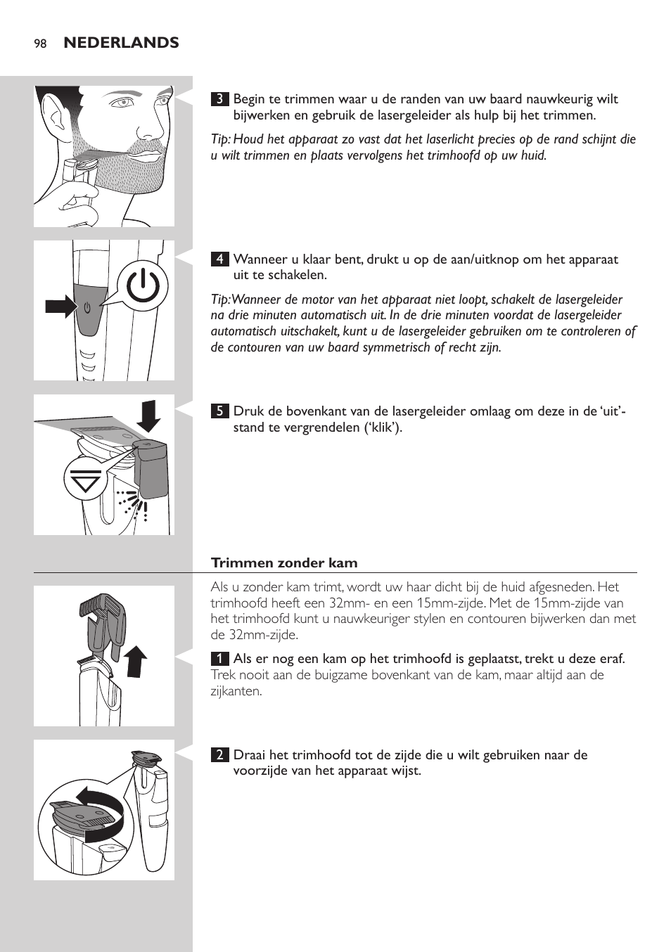 Philips BEARDTRIMMER Series 9000 barbero resistente al agua User Manual | Page 98 / 150