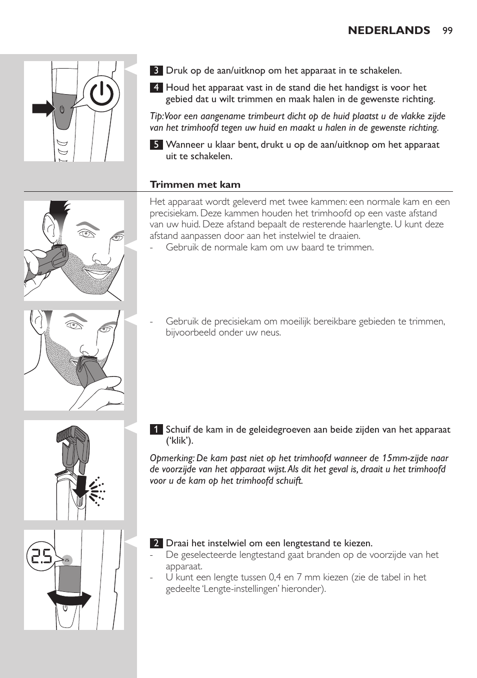 Philips BEARDTRIMMER Series 9000 barbero resistente al agua User Manual | Page 99 / 150