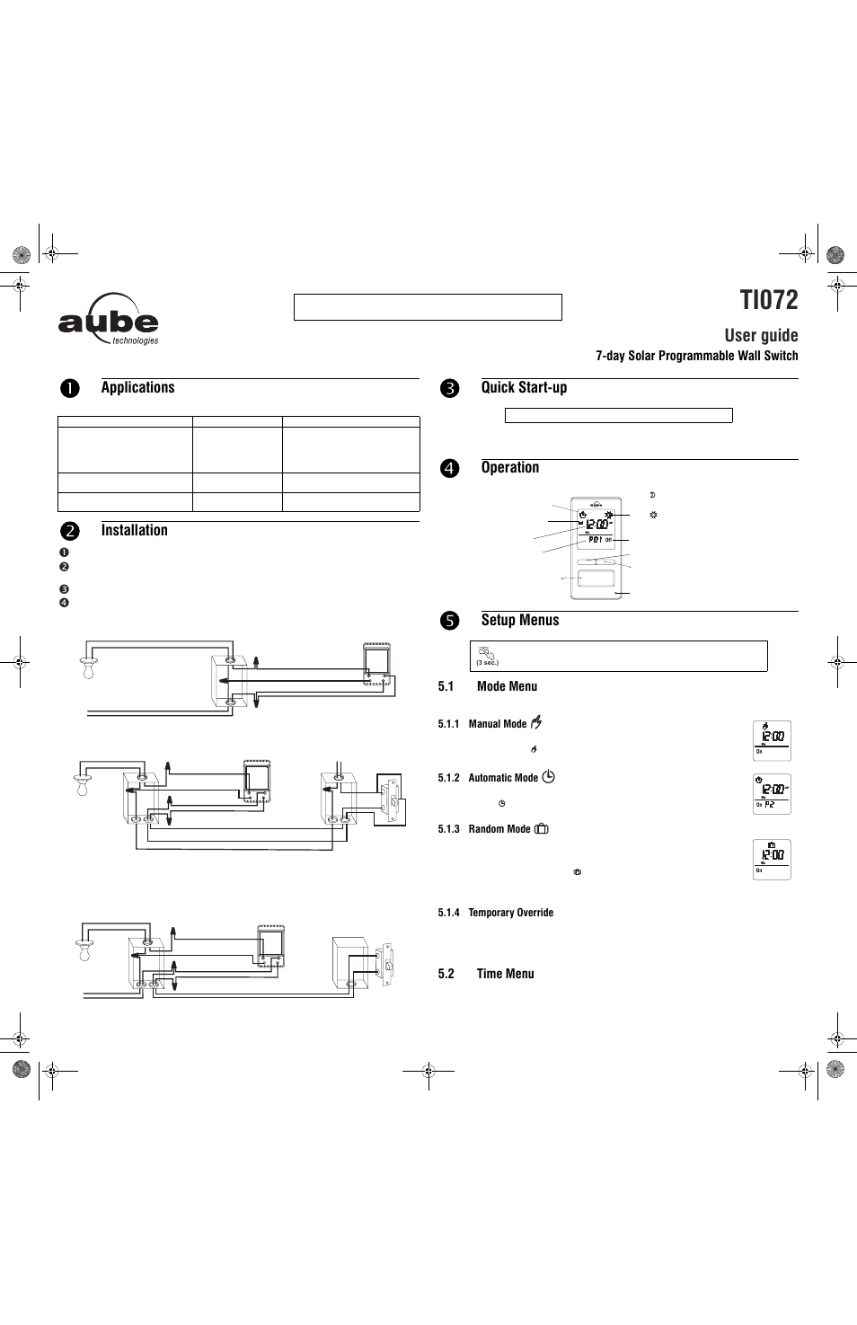 Aube Technologies TI072 User Manual | 4 pages