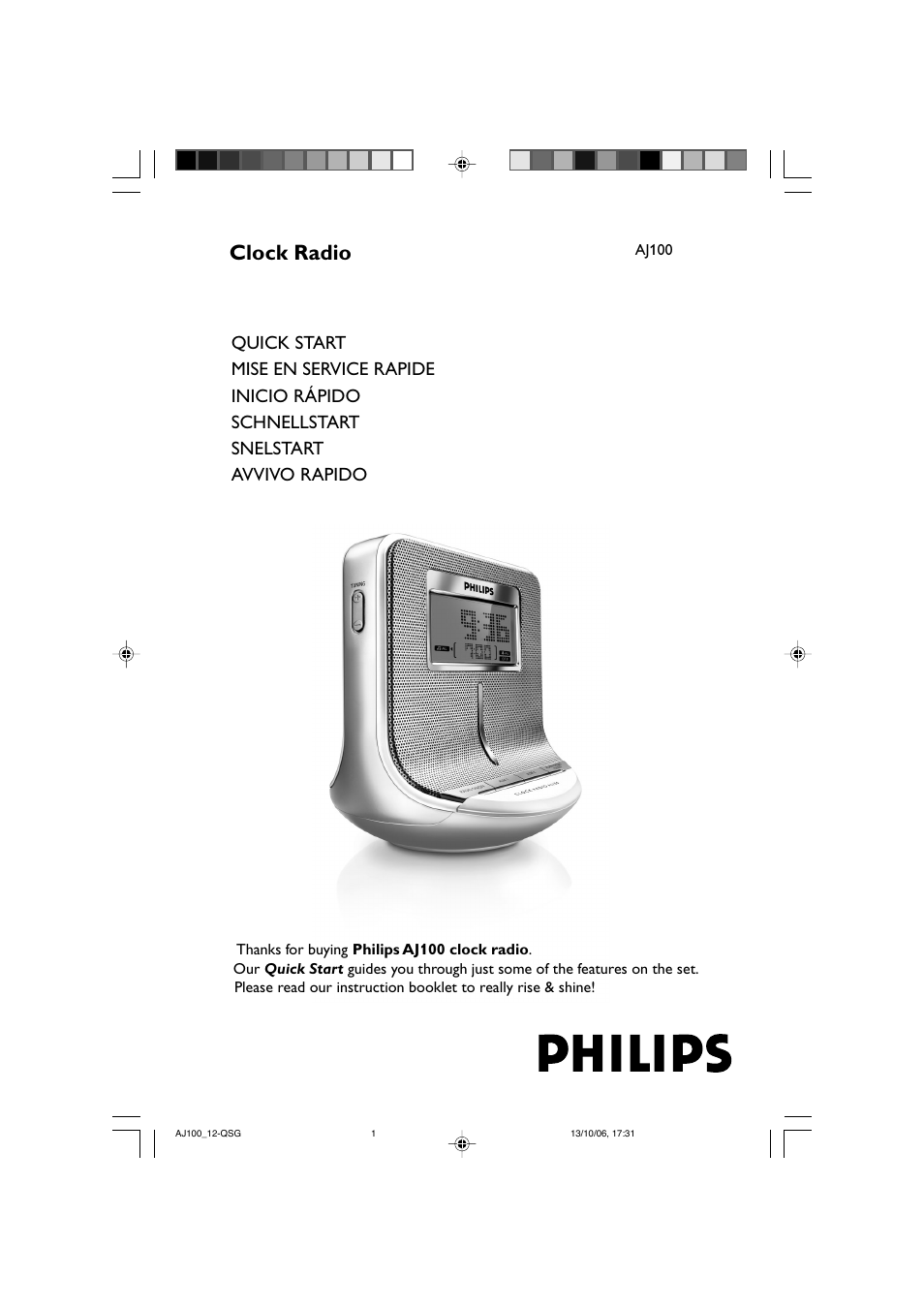 Philips Radio reloj con sintonización digital User Manual | 4 pages