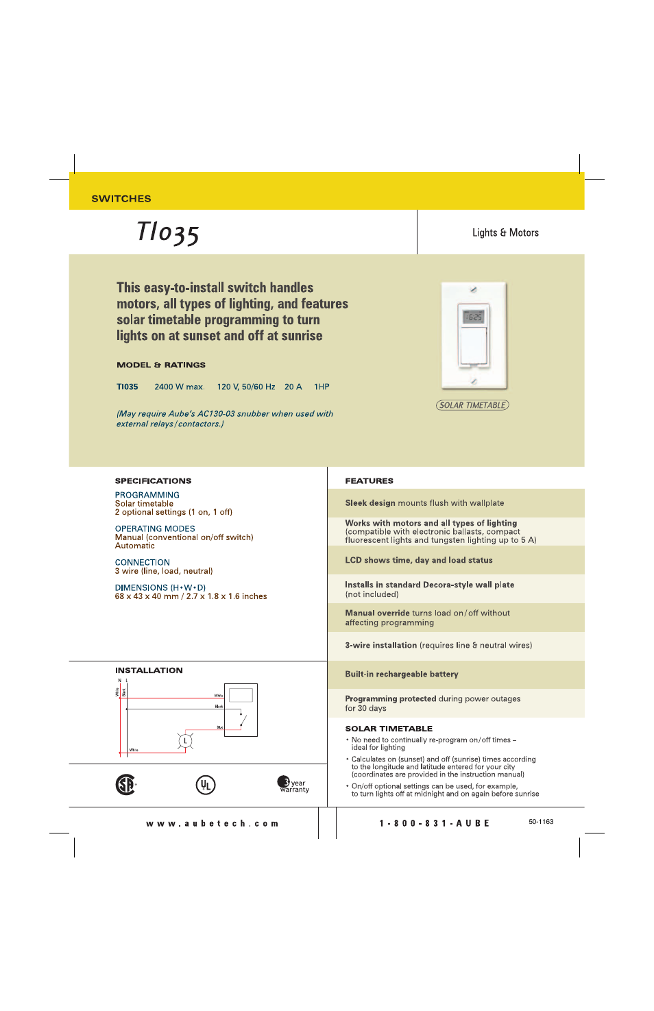 Aube Technologies Tl 035 User Manual | 1 page