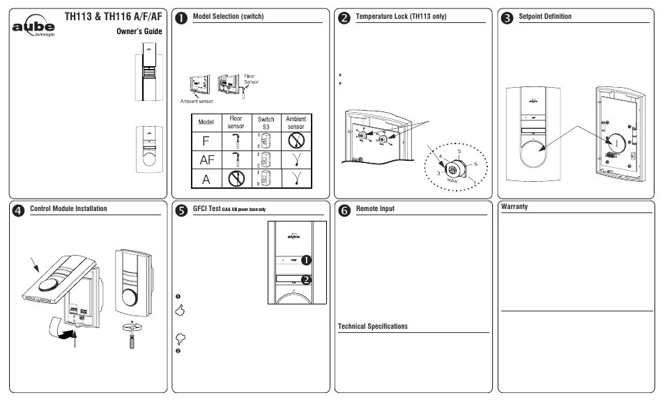 Aube Technologies TH113 User Manual | 2 pages