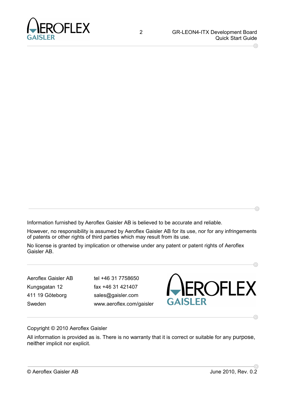 Aero-Flex GAISLER GR-LEON4-ITX User Manual | Page 2 / 32