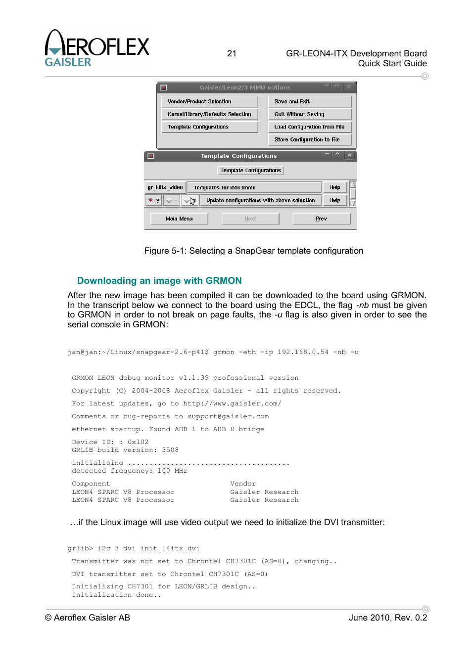 Downloading an image with grmon | Aero-Flex GAISLER GR-LEON4-ITX User Manual | Page 21 / 32