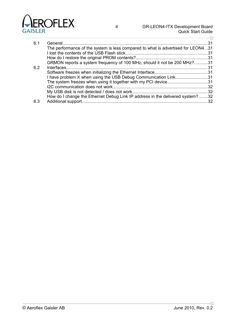 Aero-Flex GAISLER GR-LEON4-ITX User Manual | Page 4 / 32