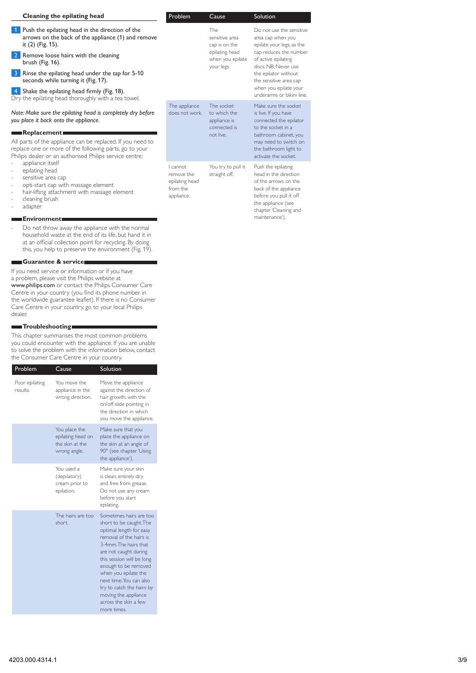 Philips Satinelle Depiladora User Manual | Page 3 / 9