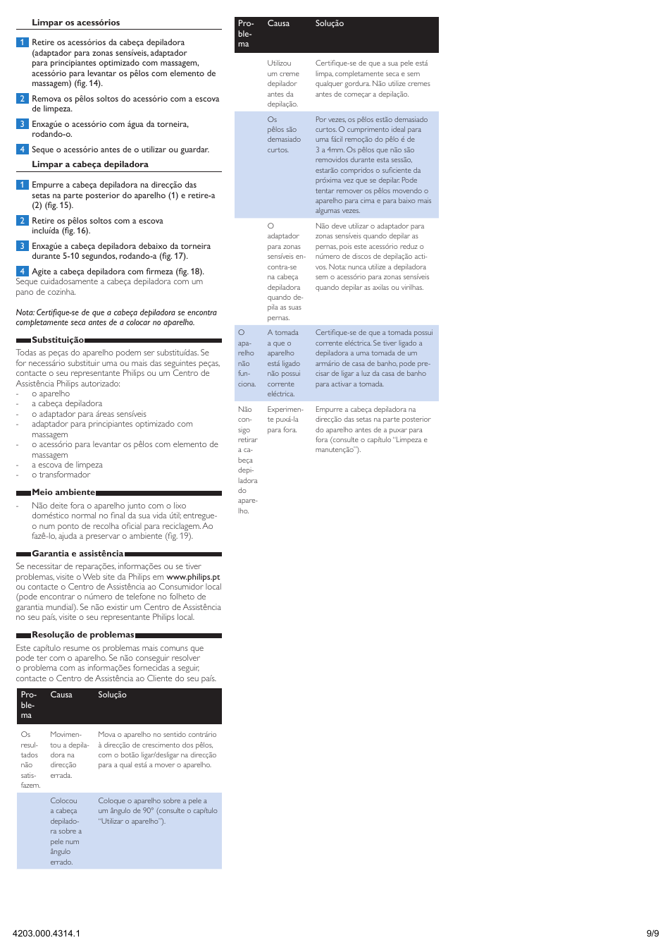 Philips Satinelle Depiladora User Manual | Page 9 / 9