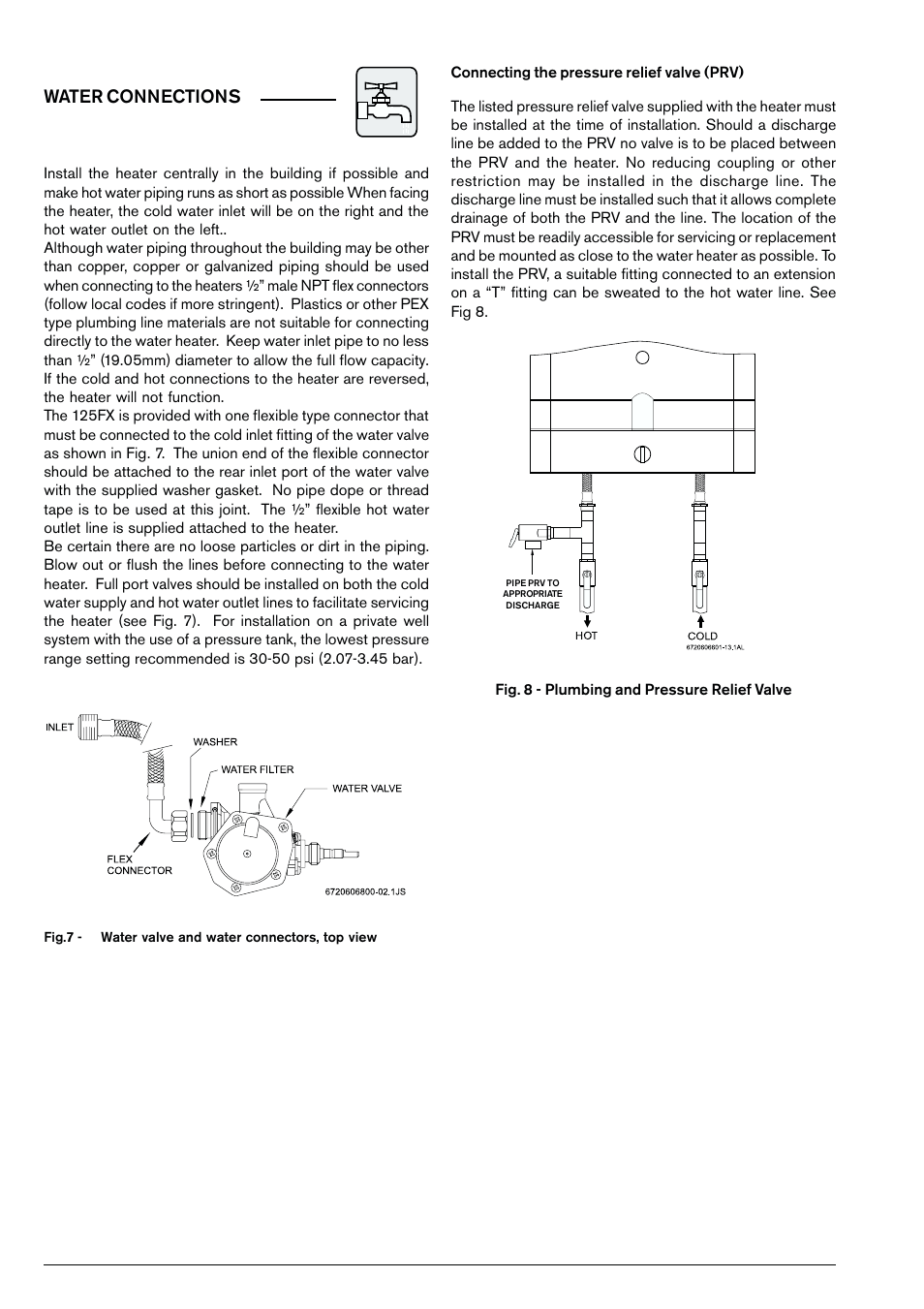 Water connections | AquaStar 125FX LP User Manual | Page 12 / 24