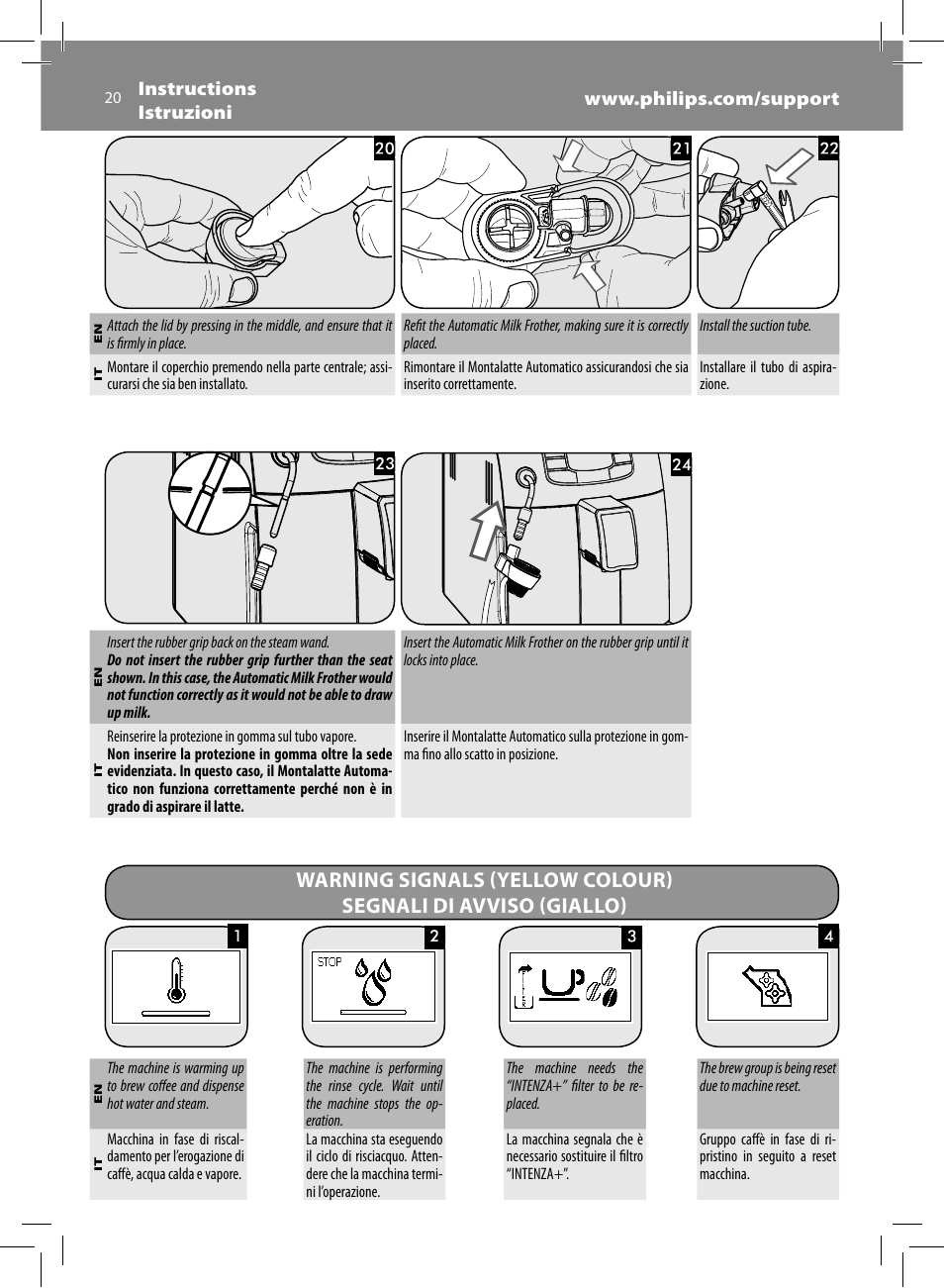Philips Saeco Intelia Evo Cafetera expreso súper automática User Manual | Page 20 / 56