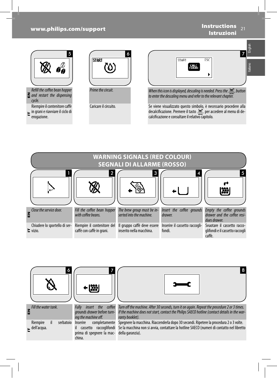 Philips Saeco Intelia Evo Cafetera expreso súper automática User Manual | Page 21 / 56