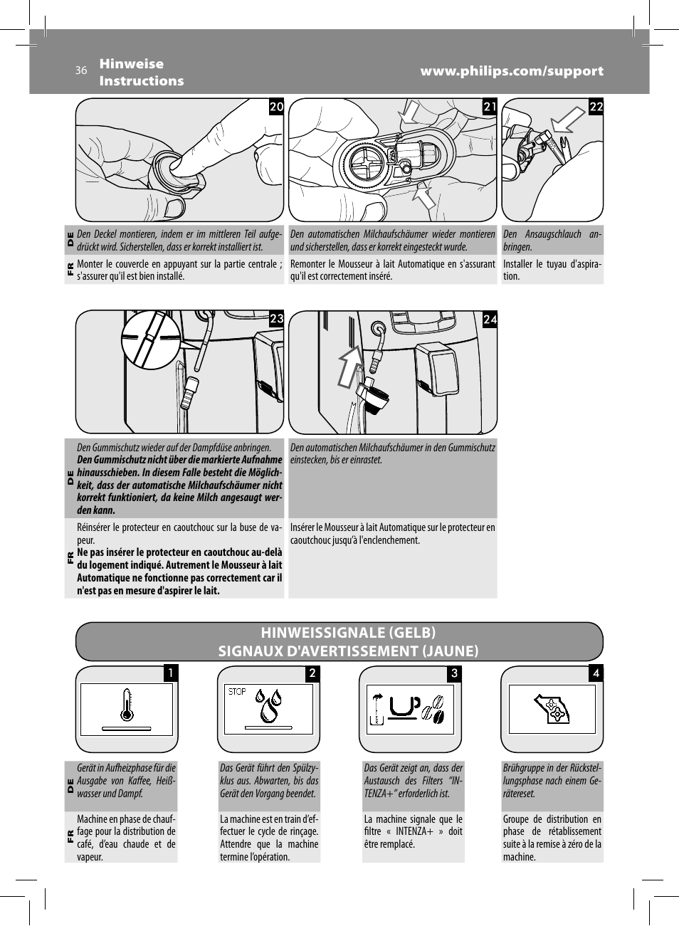 Philips Saeco Intelia Evo Cafetera expreso súper automática User Manual | Page 36 / 56