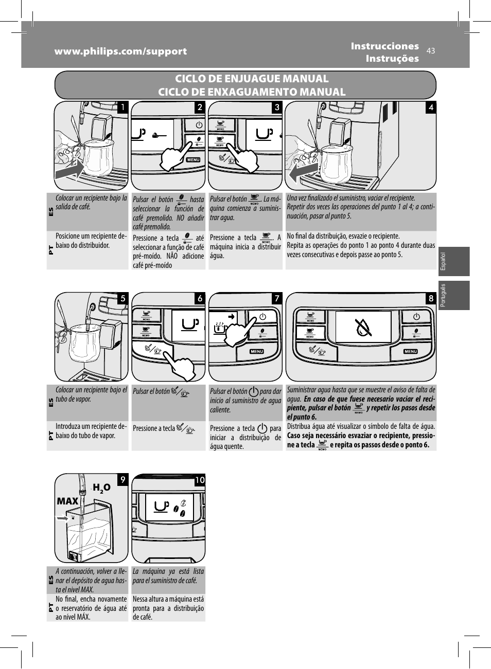 Philips Saeco Intelia Evo Cafetera expreso súper automática User Manual | Page 43 / 56