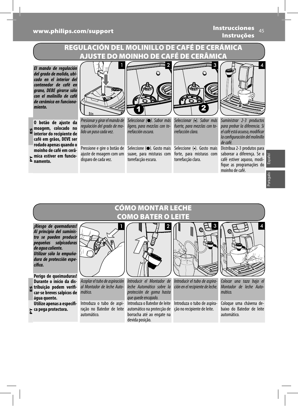 Cómo montar leche como bater o leite | Philips Saeco Intelia Evo Cafetera expreso súper automática User Manual | Page 45 / 56