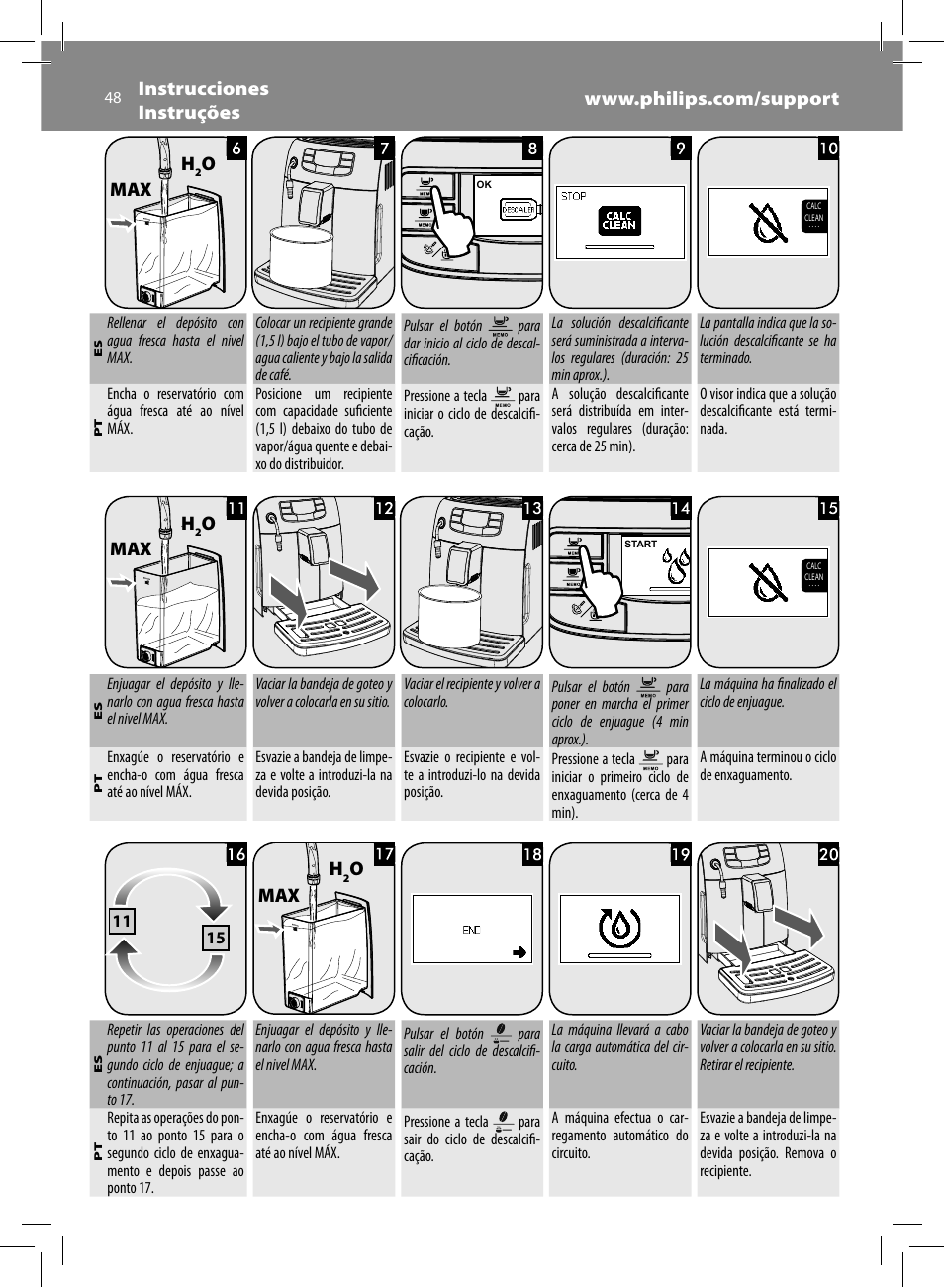 Omax h, Omax | Philips Saeco Intelia Evo Cafetera expreso súper automática User Manual | Page 48 / 56
