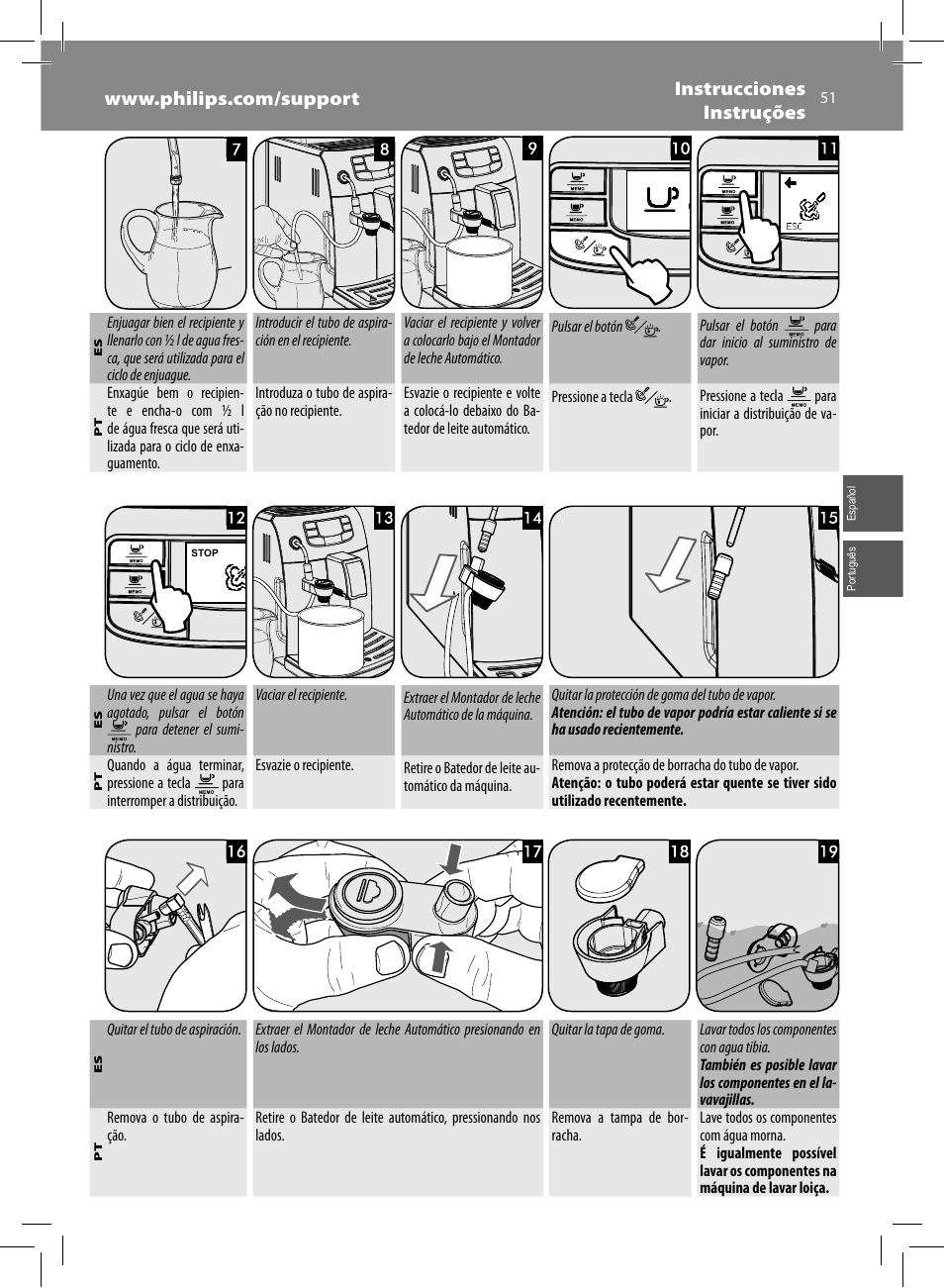 Philips Saeco Intelia Evo Cafetera expreso súper automática User Manual | Page 51 / 56