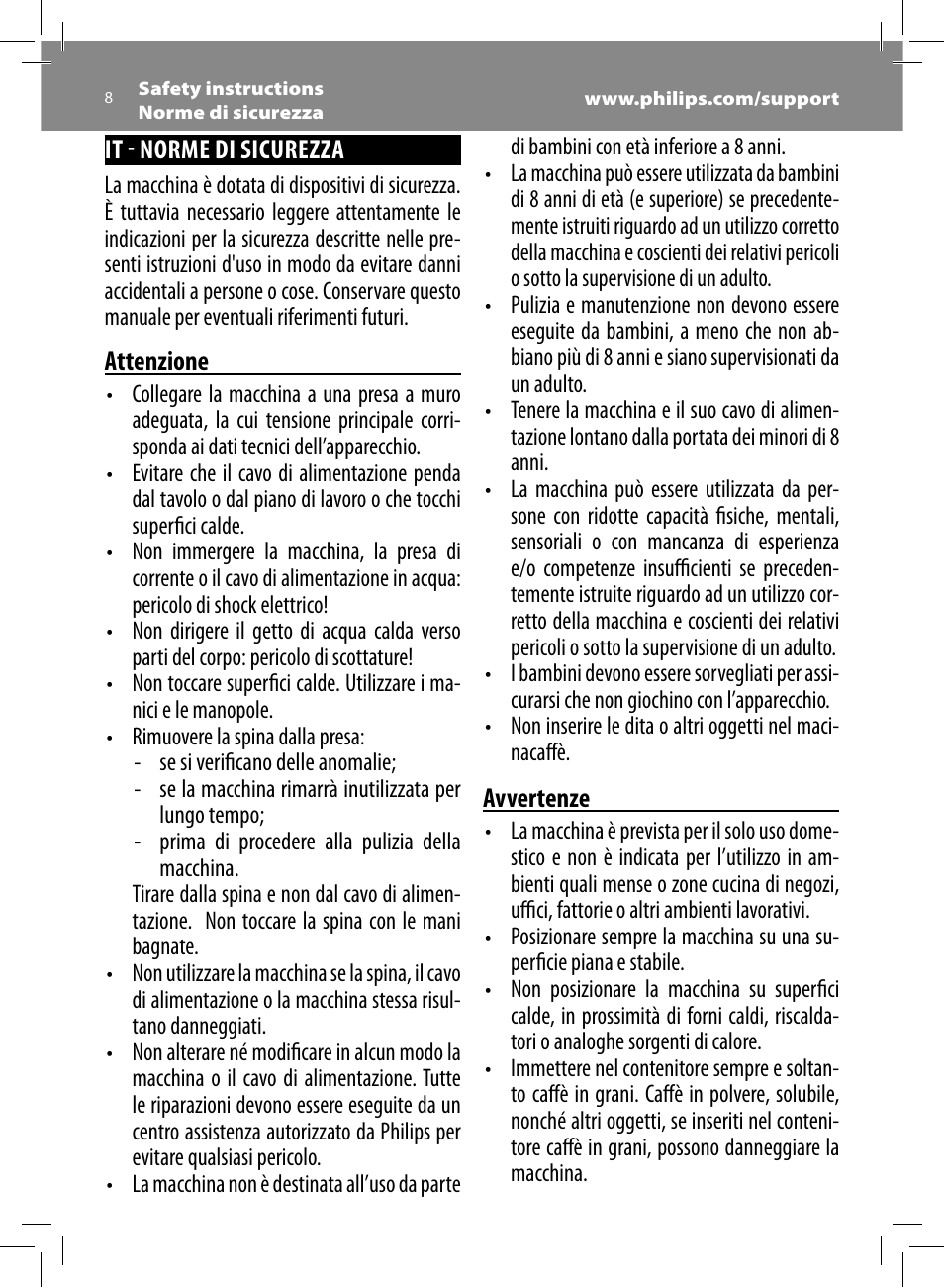 Philips Saeco Intelia Evo Cafetera expreso súper automática User Manual | Page 8 / 56