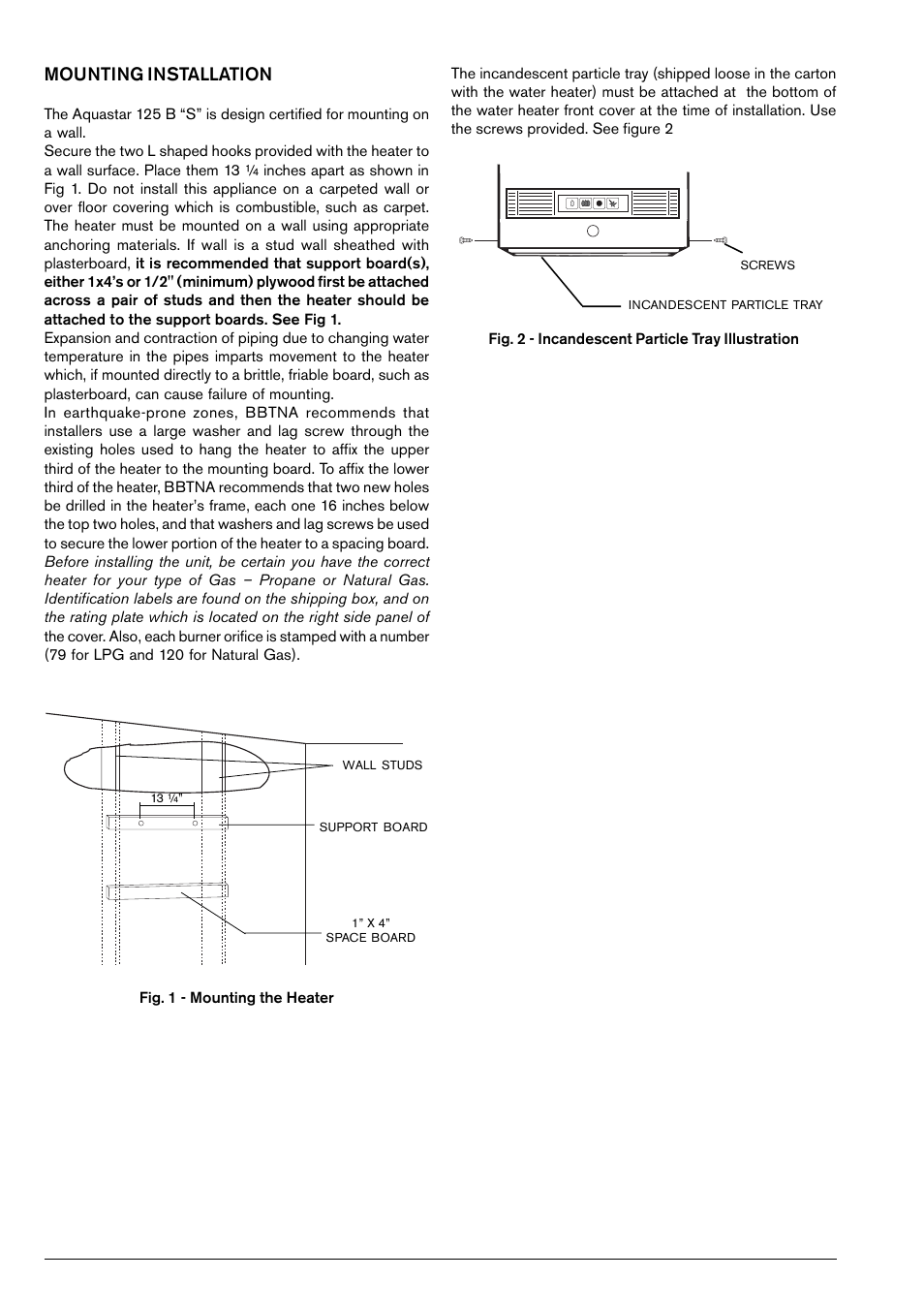 Mounting installation | AquaStar 125B NGS User Manual | Page 6 / 24
