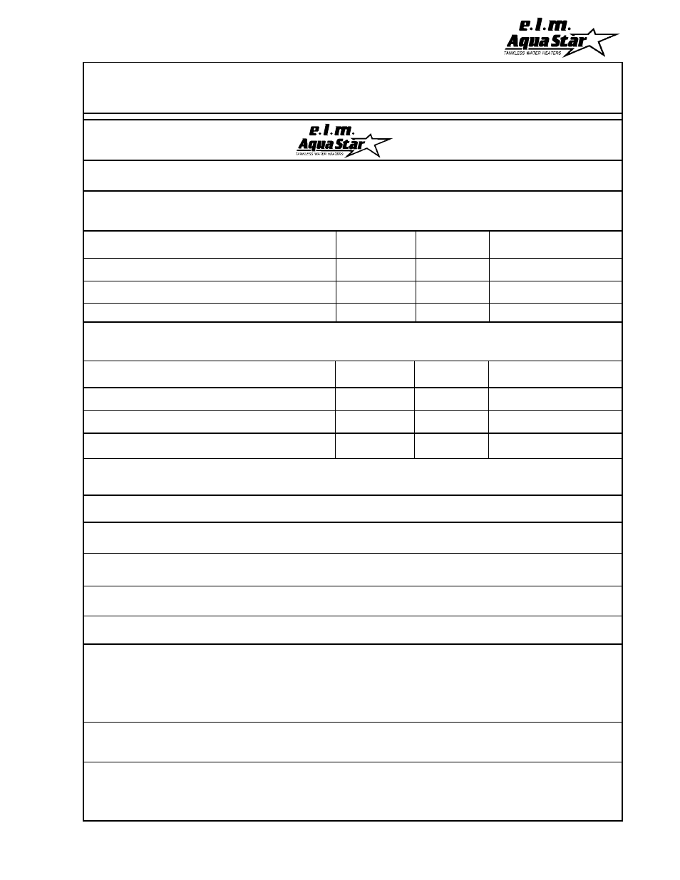 Inst, Gas line size | AquaStar 80 VPS User Manual | Page 27 / 28