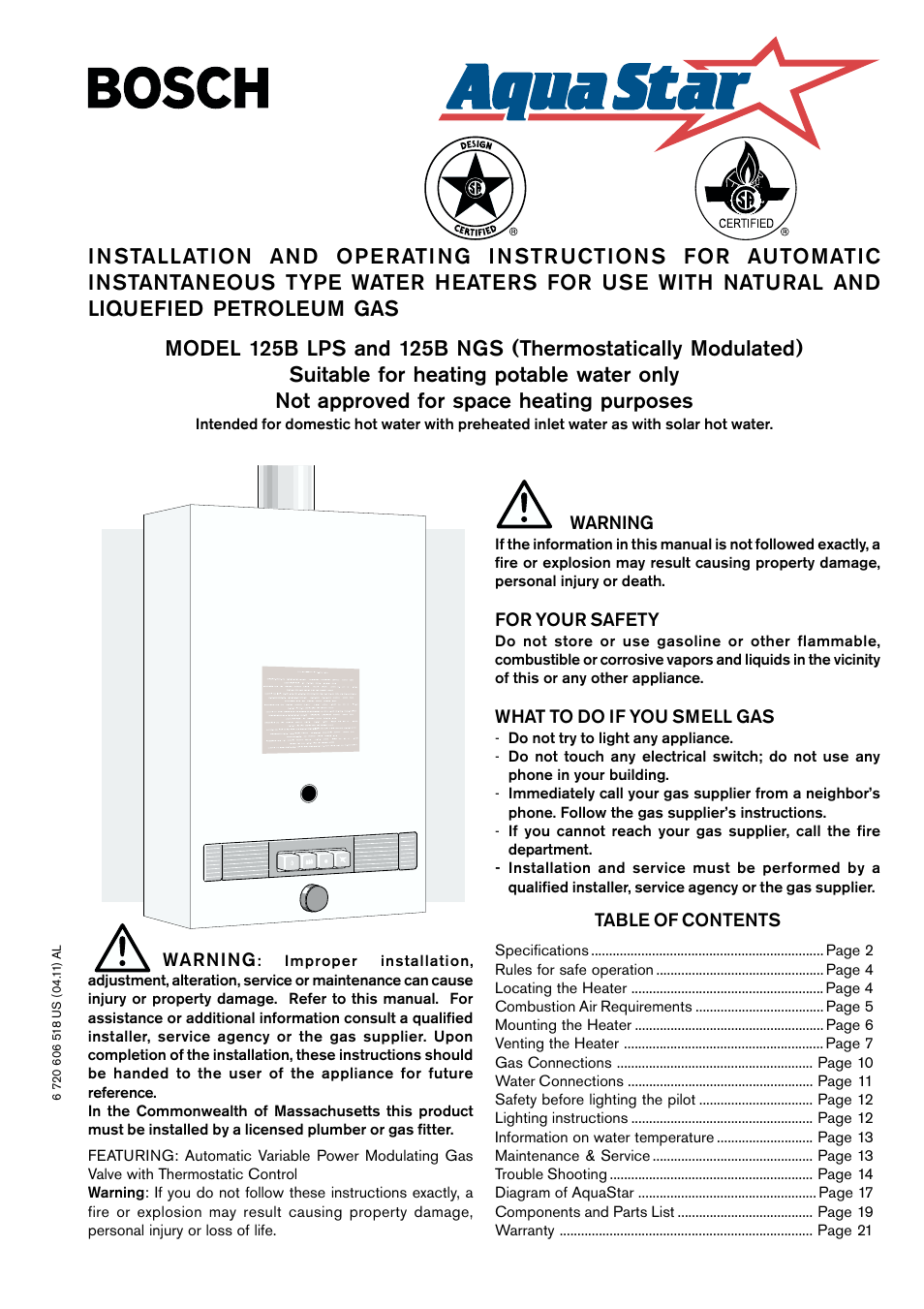 AquaStar 125B LPS User Manual | 24 pages