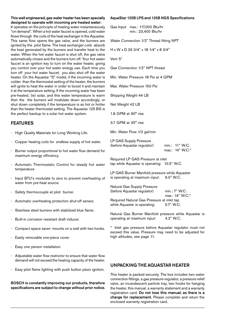 AquaStar 125B LPS User Manual | Page 2 / 24
