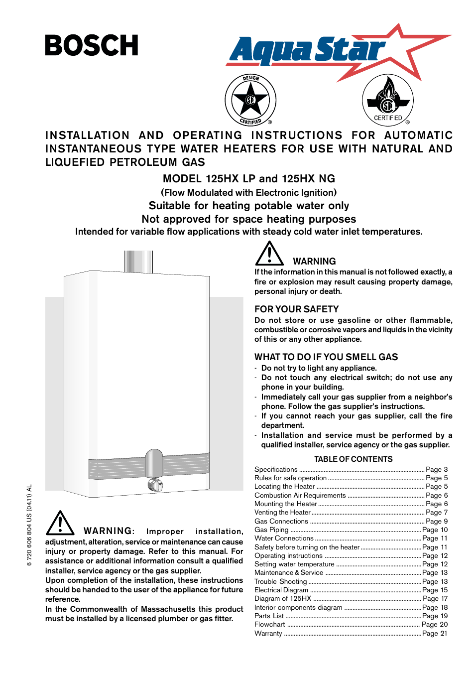 AquaStar 125HXNG User Manual | 24 pages