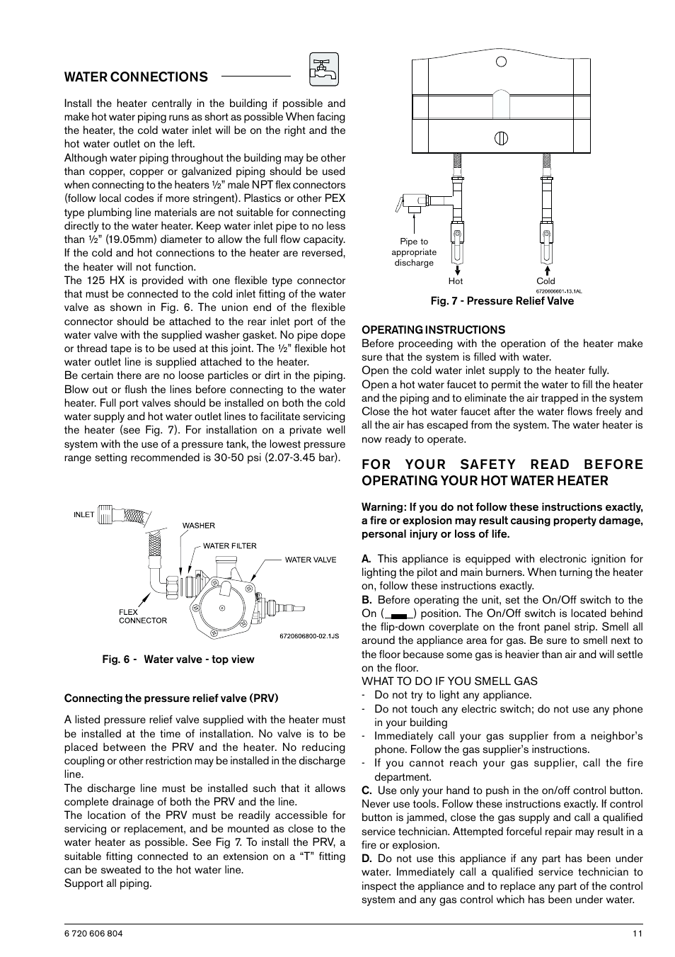 Water connections | AquaStar 125HXNG User Manual | Page 11 / 24