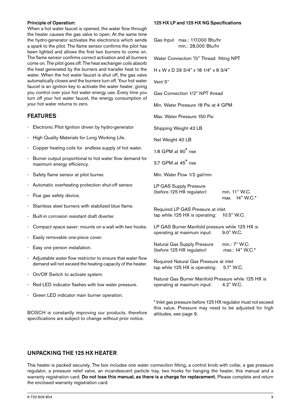 AquaStar 125HXNG User Manual | Page 3 / 24