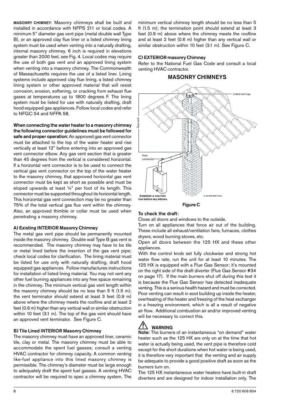 Masonry chimneys | AquaStar 125HXNG User Manual | Page 8 / 24