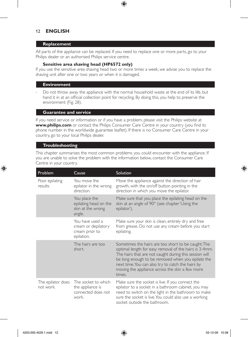 Philips SatinPerfect Depiladora User Manual | Page 12 / 68