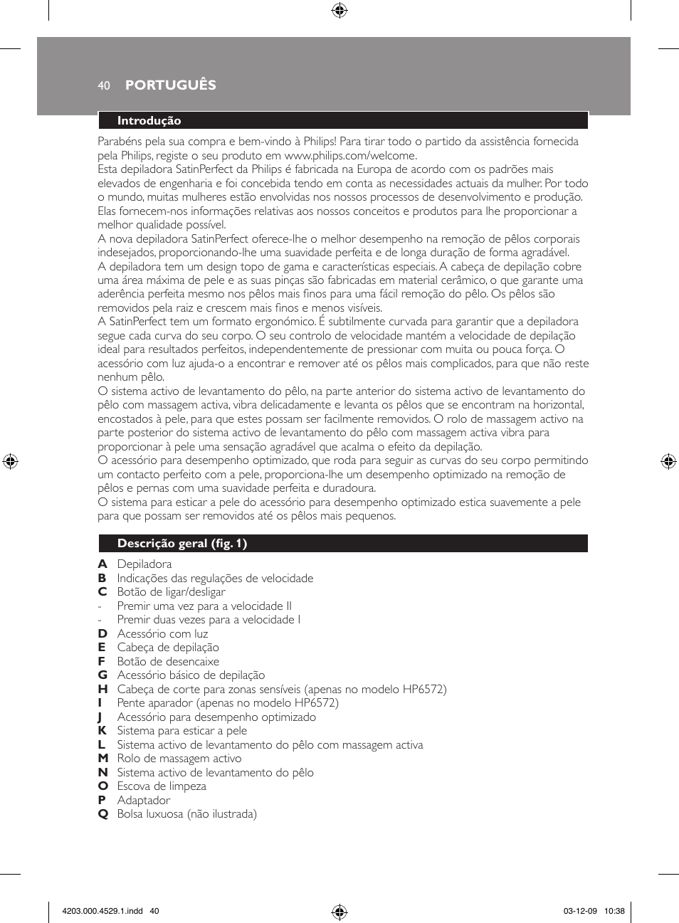 Philips SatinPerfect Depiladora User Manual | Page 40 / 68