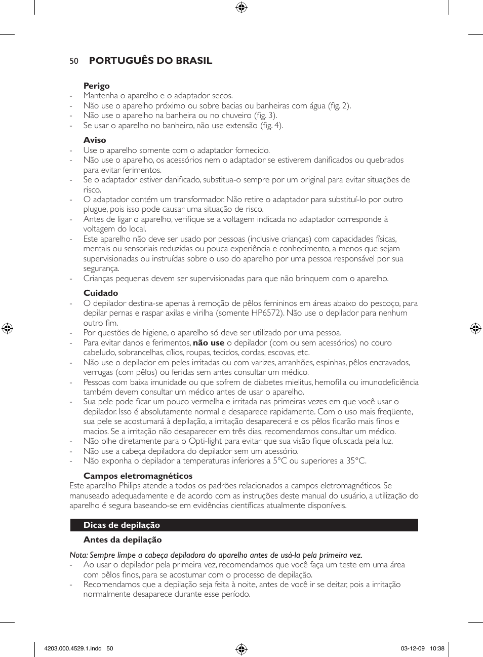 Philips SatinPerfect Depiladora User Manual | Page 50 / 68
