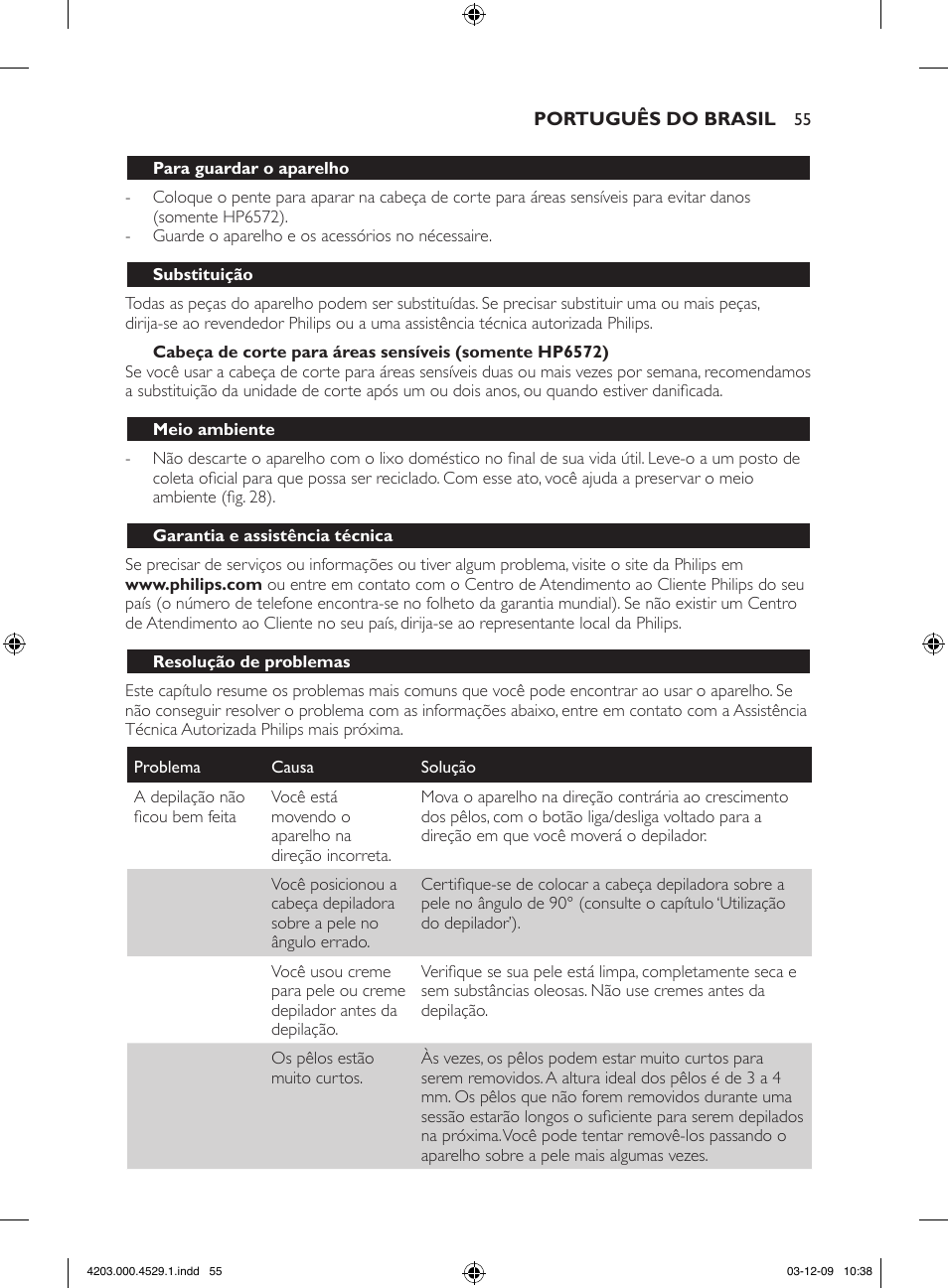 Philips SatinPerfect Depiladora User Manual | Page 55 / 68