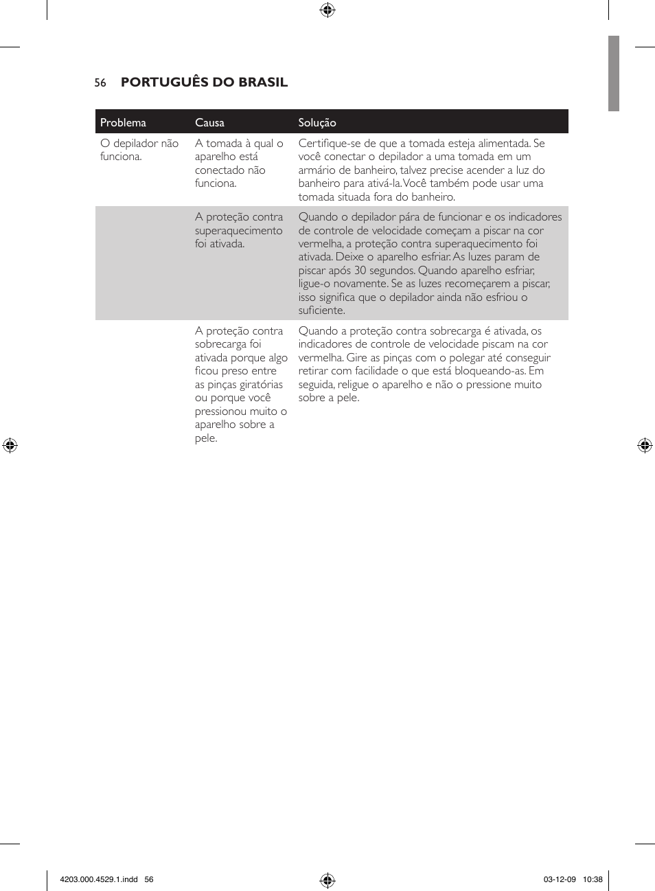 Philips SatinPerfect Depiladora User Manual | Page 56 / 68