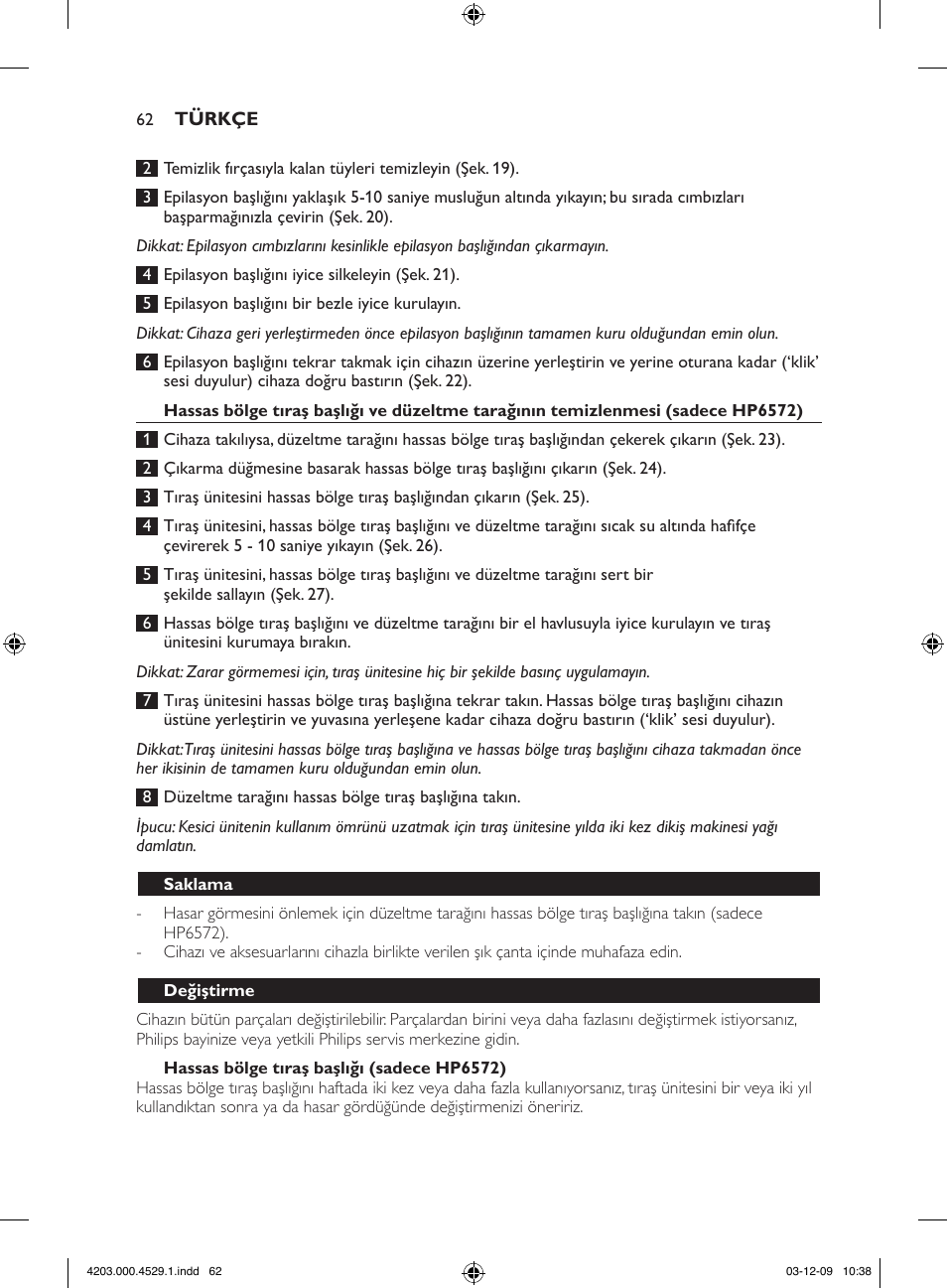 Philips SatinPerfect Depiladora User Manual | Page 62 / 68