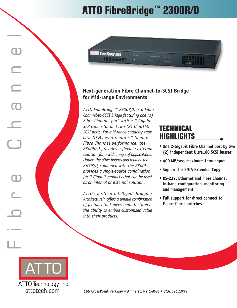 ATTO Technology ATTO FibreBridge 2300R/D User Manual | 2 pages